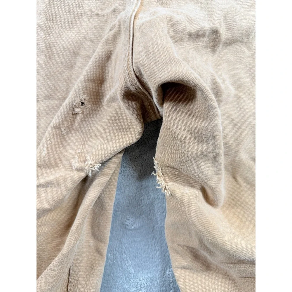 Carhartt Bib Overalls‎ Mens 42x31 Tan Duck Double Knee Distressed_13